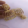 Dangle & Chandelier Punk Camellia Luxury Vintage Gold Metal Copper Stamp Big Birdcage With Drop Earrings For Women Girl Jewerly3012