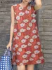 基本的なカジュアルドレス2023ZANZEA夏のカジュアルな花柄の印刷されたサンドレスファッションノースリーブタンクドレス