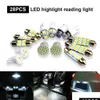 Lumières décoratives 28pcs T10 W5W intérieur de voiture LED dôme plaque d'immatriculation lampe mixte coffre parking BBS ensemble livraison directe Automobiles M Dh1Tw