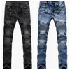 Jeans skinny strappati effetto consumato da uomo Pantaloni da uomo hip-hop in denim causale da motociclista slim da uomo2868
