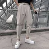 Men's Pants T Trousers Men Free Belt Korean High-Quality Drape Ice Silk Casual Suit Summer Thin Style High-End Feeling Ankle-Tie Ankle-Length J230918