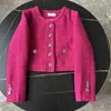 Kurtki damskie 2023 Modna jesień zima kobiety Chic Button Tweed Short Jacket Casual Streetwear Rose Rose Rose Coat Chaquetas