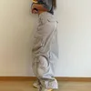 Spodnie damskie Panie Wstążka moda duże kieszenie ładunki dla kobiet streetwear workow proste swobodne spusty na szerokości nogi żeńskie ubrania