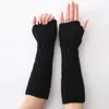 Winter Warm Gloves Cuff Knitted Half-finger Arm Covers Long Fingerless Mittens Wrist Sleeves Warmers for women