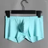 Underpants Ice Silk Mens Underwear Boxer Briefs Sexy Shorts U Convex Pouch Panties Scrotum Bulge Seamless Boxershorts