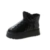 Novas botas femininas preto branco grosso sola luz diamante pele quente bota de neve designer botties sapatos de algodão 36-40