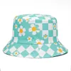 Stingy Brim Hats Black White Plaid Check Bucket Men Women Bob Summer Floral Print Fisherman Hat Travel Beach Fishing Cap Panama 230916