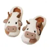 Pantofole Animali carini per donna Uomo Kawaii soffice pantofola invernale calda per interni coppie cartone animato mucca da latte scivoli scarpe da casa