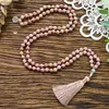 Anhänger Halsketten 8mm Natürlicher Rhodochrosit Geknotet 108 Perlen Japa Mala Halskette Meditation Yoga Segen Gesundheit Schmuck Frauen Cha2839