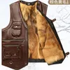 Mäns västar Autumn och Spring Motorcykelväst V Neck ärmlös faux pu läderjacka Windproof Extra Warm Waistcoat Coat D18