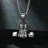 Pendant Necklaces Personality Creative Titanium Steel Necklace Does Not Fade Fitness Fist Dumbbell Sports Punk Hip Hop Power Jewel286B