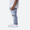 Moda-Mens Impresso Lavado Buraco Jeans Verão Moda Skinny Light Blue Branqueado Calças Lápis Hiphop Street Jeans1864