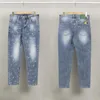 디자이너 New Mens Purple Jeans High Street 패션 브랜드 남성 디자이너 청바지 찢어진 자전거 타는 사람 슬림 핏 오토바이 데님 Jean296S