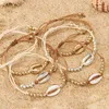 1PC Fashion Shell Bead Armbanden Boho Vintage Porceleinslak Goud Kleur Seashell Handgemaakte Verstelbare Armband Strand Sieraden voor Women214J