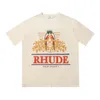 Gorąca koszulka Rhude Summer designer T Shirt Men T Shirts Tops Luksusowe literowe nadruk koszula męskie ubranie krótkie rękawy S-xxl