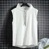 Tanktops voor heren Mouwloze top Casual T-shirt Effen trui met capuchon Hiphop-sweatshirt met veters