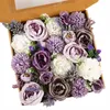 Decorative Flowers Artificial Flower Box Valentine's Day Birthday Gift Bridal Bouquet Home Corsage Arrangement For Wedding Decoration