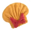 Toalha super absorvente cabelo macio secagem rápida para mulheres bonito bowknot coral velo chapéu de secagem encaracolado longo