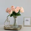 6 Stück feuchtigkeitsspendende Austin Rose realistische Real Touch Fake Rose Blumendekoration Hochzeit Biral Bouquet Party Home Wohnzimmer Flore