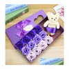 Party Favor Romantic Gift Set Bath Rose Flower Soap With Floral Scent Cute Teddy Bear Special Present Valentines Day Favors Decor Drop Dhnns