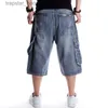 Jeans pour hommes Jeans pour hommes poches Hip Hop amples short en jean Cargo Plus grande taille lettres broderie Skateboard Streetwear L2309119
