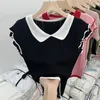女性のTシャツY2KピンクのショートスリーブTシャツセクシー韓国ヴィンテージハラジュクファッションニットTシャツFEMME CROP TOPS SUMMER TOP203