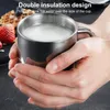 Muggar 210 ml/280 ml/400 ml HANDE Kaffemugg Double Vägg Multi-användningsanvändning Anti-Slip Mirror Polishing Cup med lock för hemmakontor