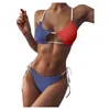 Costume da bagno da donna da donna sexy costume da bagno diviso in tinta unita costume da bagno bikini push-up brasiliano due costumi da bagno set da spiaggia