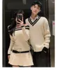 Men's Hoodies 8507#matching Clothes For CouplesSlim-fit Off-the-shoulder One-line Neck Dress Women And V-neck Sweater Men