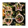 Juldekorationer trä träd hängande ornament älg hjortar snögubbe Santa snöfaktor mönster hängen rustik hem fönster dekor hantverk d dhrfr