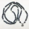 SN1146 Top Design Labradorite Wrap Bransoletka Męska bransoletka Yoga 108 Mala lub naszyjnik Srebrny Lotus Ohm Buddha Bransoletka 2706