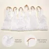 Akcesoria do włosów białe koronkowe kwiaty pałąki dla niemowląt dla dziewcząt opaski elastyczne niemowlę turban urodzony na nakładzie 0-3 tyears