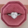 Solitaire Ring 2023 Hjärtaform Pink Silver Color Cute Fashion Promise for Women Girl Party Gift Finger -artiklar R1707 230918