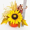 Decorative Flowers Artificial Sunflower Pumpkin Thanksgiving Fall Halloween Autumn Desktop Dinning Table Party Home Room