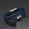 Bracelets porte-bonheur Eif Dock Vinatge gothique Punk crâne métal multicouche Bracelet en cuir hommes bracelets mâle bijoux faits à la main goutte