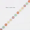Eyeglasses chains 2 Meters of 10mm Stainless Steel Drop Oil Daisy Flower Women's Bracelet Necklace Waist Chain Gold Color DIY Jewelry Accessories 230918