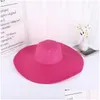 Hair Accessories Summer 56 Cmwide Brim Oversized Beach Hats For Women Large St Casual Vacation Panama Hat Uv Protection Foldable Sun S Dh04A