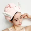 Serviette 1 pièces femmes cheveux séchage chapeau séchage rapide oreilles mignonnes corail polaire Super absorbant doux Turban casquette fournitures de salle de bain