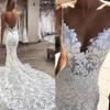 2021 plus size árabe aso ebi sereia luxuoso rendas vestidos de casamento espaguete cristais sem costas vintage sexy vestidos de noiva zj355188s