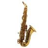 Saxophone soprano courbé en laque d'or de style allemand de musique orientale avec gravure 00