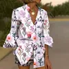 Women's Blouses Harajuku Fashion Floral Print Long Sleeve V Neck Blouse Spring Fall Office Button Down Luxury Shirt Vintage Oversized Clothe