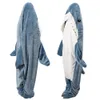 Filtar bärbar fleece hoodie filt haj sovsäck pyjamas huva djur filtar bärbar haj filt hoodie för män kvinnor 230918