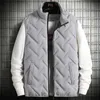 Men's Vests Winter Warm Men's Jacket Sleeveless Zipper Vest Solid Color Casual Vests Cotton-Padded Thickened Stand Collar Wear Outside 230918