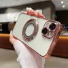 Magnetische kabellose Ladehüllen für iPhone 15 Plus 14 13 Pro Max 12 11 Bling Diamond Soft TPU Clear Camera Lens Protector Verchromter Magnet Fine Hole Phone Cover
