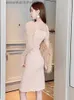 Podstawowe sukienki swobodne wiosna słodka elegancka seksowna sukienka dla kobiet 2023 Perspektywa siatki fałdy mini rękawowe mini szczeliną szat
