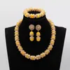 Necklace Earrings Set Fantastic Yellow Stone Beaded Gold Costume Jewelry Nigerian Wedding African Beads Bridal WE253