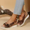 Sandals Vacation Wedge For Summer Women Leopard Pattern Bow Decor Espadrille Comfort Platform Beach Shoes