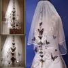 Voiles de mariage courts à deux couches avec appliques de papillon, en tulle doux, longueur au coude, accessoires de mariée, voile sur mesure pour mariage Wi280t