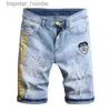 Jeans voor heren Designer bedrukte denim shorts voor heren, zomerzak, groot formaat, casual gescheurde, versleten gaten, herenjeans, slim fit, herenshorts, broeken D663 L230918