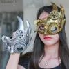 Acessórios de fantasia Máscaras de festa Steampunk Fantasma Masquerade Cosplay Máscara Bola Meia Face Homens Punk Traje Festa de Halloween Adereços Heavy Metal 220827 L230918